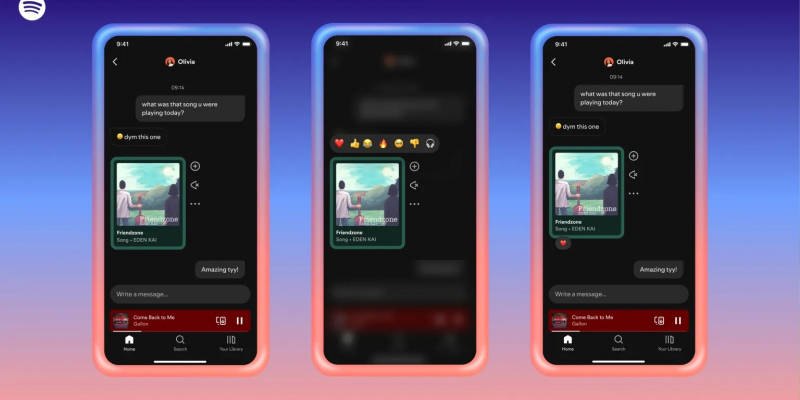 В Spotify теперь можно обмениваться сообщениями с понравившимися треками