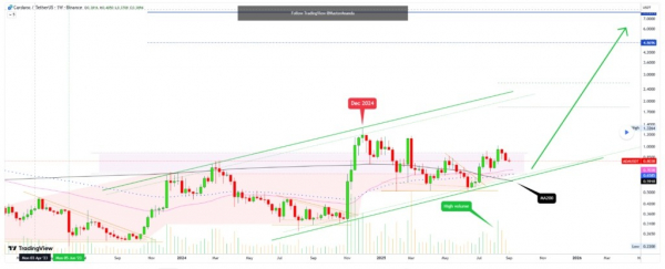 Аналитик спрогнозировал дату, когда Cardano будет торговаться по $6
Аналитик спрогнозировал дату, когда Cardano будет торговаться по $6