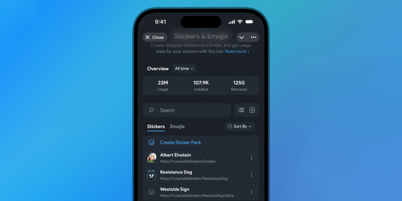 В Telegram появилось мини-приложение для создания стикеров и эмодзи