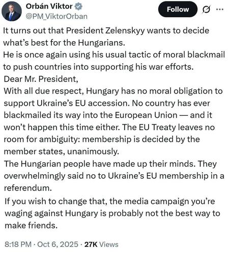 Премьер Венгрии Орбан дал отповедь Зеленскому Премьер Венгрии Орбан дал отповедь Зеленскому